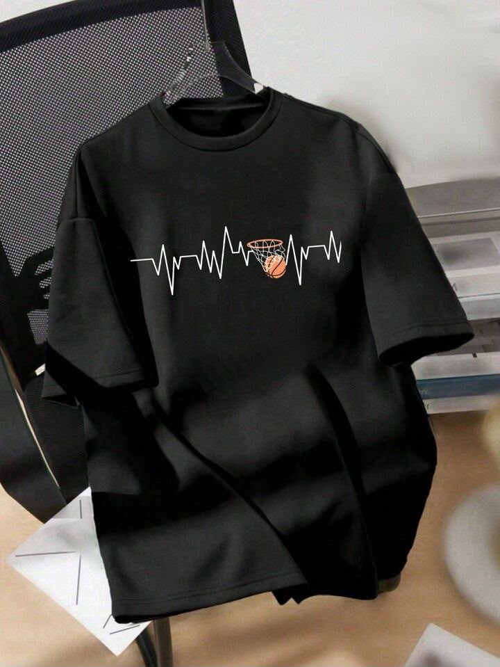 Basketball Heartbeat Graphic T-Shirt